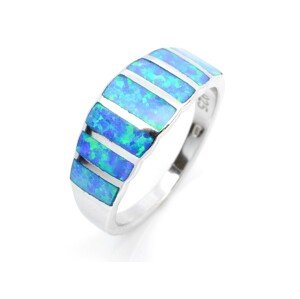 Aranys Stříbrný prsten opál modrý, 50 04136