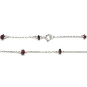 Granát Stříbrný náhrdelník s českými granáty, 45 cm, Rhodiování 07212