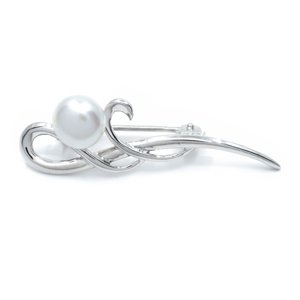 Aranys Stříbrná brož s bílou perlou Kahli 09494