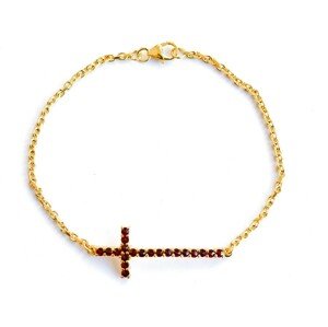 Granát Zlatý náramek český granát - křížek, Zlato Au 585/1000 10580
