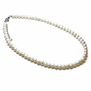 Aranys Náhrdelník perly bílé s ocelovým zapínáním, Kulaté 16052