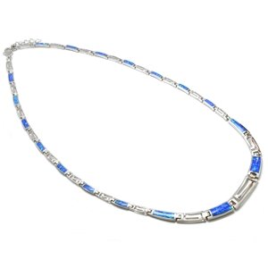 Aranys Stříbrný náhrdelník opál, řecký vzor, Modrá 16514