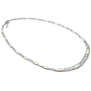 Aranys Stříbrný náhrdelník opál, řecký vzor, Bílá 16563