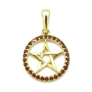 Aranys Zlatý přívěsek pentagram, Granát 17103