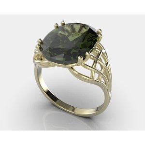Aranys Zlatý prsten s vlatavínem Borneo, 66, Bílé zlato Au 585/1000 56176
